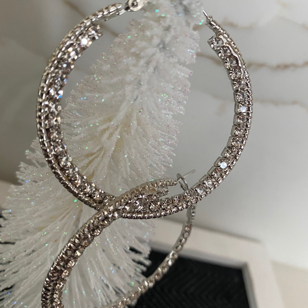 Hoop earrings with crystals NWT - Picture 3 of 4